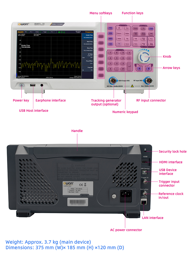 Spectrum Analyzer Tracking Generator 1.5Ghz - เครื่องวิเคราะห์สเปกตรัมแบบพกพา 9kHz ถึง 1.5GHz พร้อมเครื่องกำเนิดสัญญาณติดตาม
